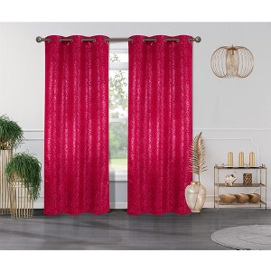 Metallic  Blackout Thermal Grommet Curtain Panels (Set of 2 Blush) - 1 of 3