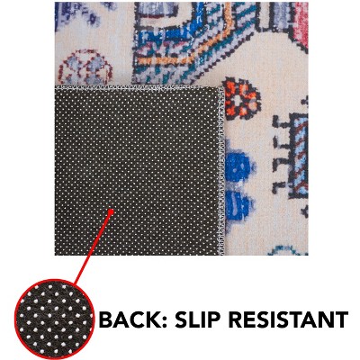 Tucson 4' x 6' Gray and Beige Synthetic Washable Area Rug