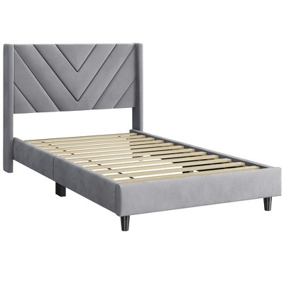 Yaheetech Upholstered Platform Bed Frame with Wooden Slat Support