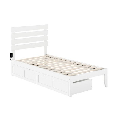 Twin Oxford Bed with USB Turbo Charger and 2 Drawers White - Atlantic Furniture