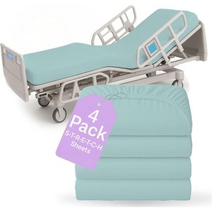 Fitted Hospital Bed Sheets - Cotton Rich Soft Knitted Jersey Sheet 36” x 84” x 12" - 1 of 4