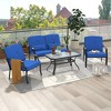 Tangkula 4 PCS Patio Metal Chairs Outdoor Dining Seat Heavy Duty w/ Cushions Garden Blue - 4 of 4