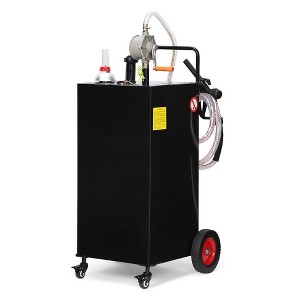 Fuel Caddy, 35 Gallon Portable Gas Storage Tank On 4 Wheels with Manual Transfer Pump, for Cars, Lawn Mowers, ATVs, Boats, Black - 1 of 4