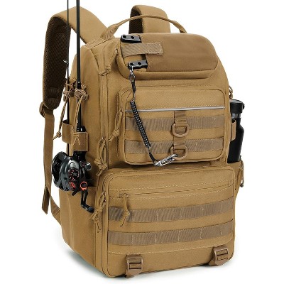 Tackle Backpack Fishing Bags with Rod Holder, 40L Water-Resistant Tackle Box Storage Bag