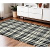 Black And Ivory Jute Plaid Hand Woven Area Rug With Fringe - 2 of 4