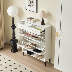 TIRAMISUBEST Large size Shoe Cabinet - White Mobile File Cabinet - 1 of 4