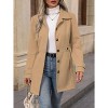 Coolmee Women's Winter Classic Outwear Overcoat with Pockets Casual Mid-thigh Single Breasted Pea Coat - 2 of 4