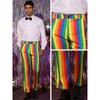 Lars Amadeus Men's Regular Fit Flat Front Color Block Rainbow Striped Trousers - 4 of 4