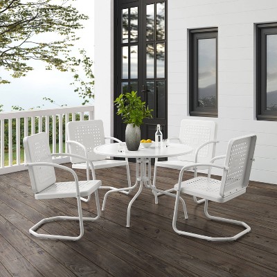 Bates White Gloss 5-Piece Metal Outdoor Dining Set