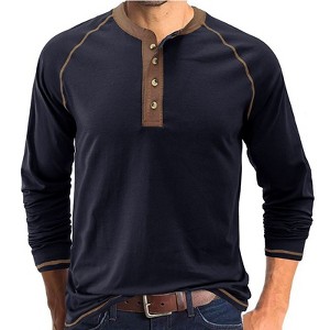 Coolmee Men's Henley Shirts Raglan Long Sleeve Casual Slim Fit Lightweight Fashion T Shirts - 1 of 4