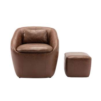 Jupiter 33.5 High Back Wide Faux Shearling Lounge Lounge Chair Chaise And  Ottoman Foot Rest Set-the Pop Maison : Target