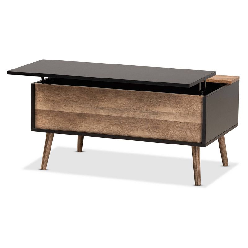 Jensen Two-Toned Wood Lift Top Coffee Table with Storage Compartment Black/Brown - Baxton Studio, 3 of 13