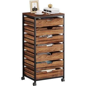 Tribesigns 7-Tier Drawer Chest, Wood Storage Dresser Cabinet with Wheels