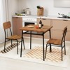 Tangkula 3-Piece Wood Square Kitchen Table & Chair Set w/ Metal Frame Storage Rack - 3 of 4