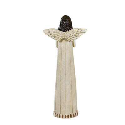 9.5 Inch Glittering Resin Angel Figurine with Dove and Star
