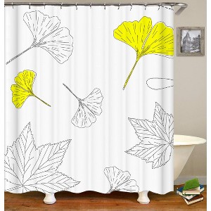 Yellow and White Leaf Shower Curtains for Bathroom Waterproof Fabric Bath Curtain Durable Soft Stylish Bathroom Decor 72x72 Inch - 1 of 1