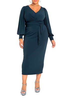 ELOQUII Women's Plus Size Cross Front Midi Dress
