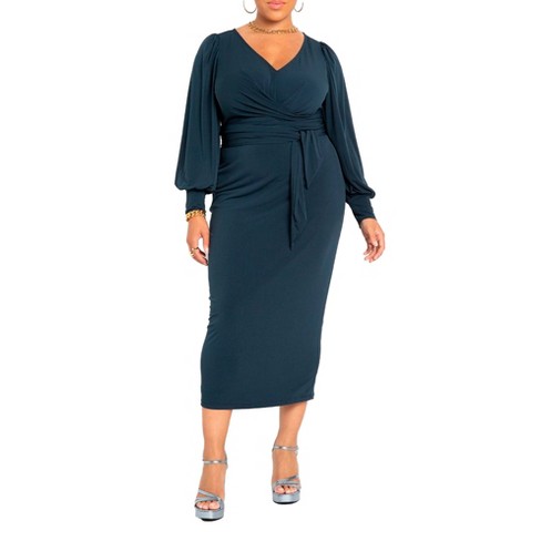 Eloquii Women s Plus Size Cross Front Midi Dress 20 Gray Target