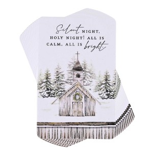 Dickson's Winter Country Church - Silent Night Holy Night - All is Calm - White/Black 3.8 x 2.5 Inch Paper Place Holder Bookmark; Package of 12 - 1 of 2