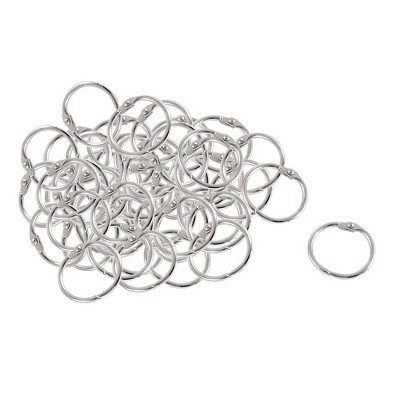 Unique Bargains Staple Book 30mm Outer Diameter Loose Leaf Ring Keychain Metal Binder Clips 1.2" Silver 50 Pcs