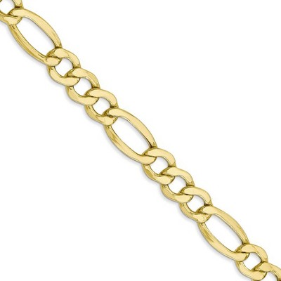 Black Bow Jewelry Men's 7.3mm, 10k Yellow Gold Hollow Figaro Chain Necklace
