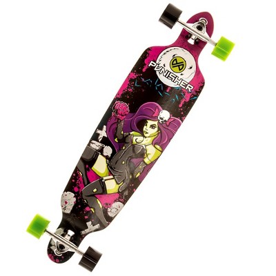 Punisher Skateboards Zombie Drop-Through Canadian Maple Longboard Skateboard with Concave Deck, Purple/Black