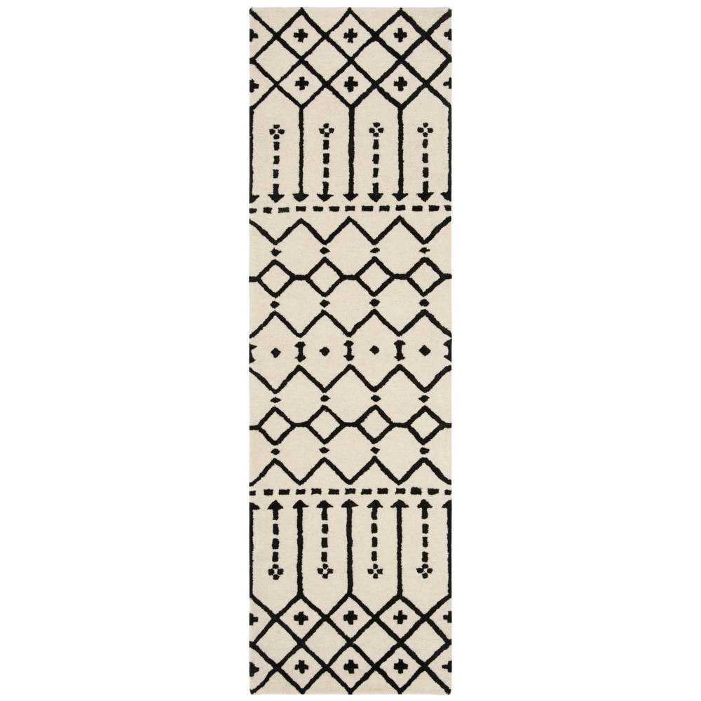  Runner Geometric Design Tufted Ivory/Black
