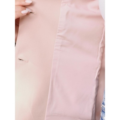 INSPIRE CHIC Women's Short Sleeve Notched Collar Lapel Open Front Business Work Casual Suit Blazer X-Small Pink — фото 5