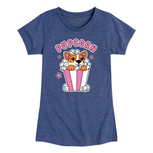 Girls' - Instant Message - Dog Pupcorn Fitted Short Sleeve Graphic T-Shirt - 1 of 4
