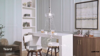 Sleek Brushed Nickel 16" Mini Pendant with Textured Glass Shade
