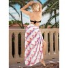 LA LEELA Women's Bikinis Wraps Vacation Long Swimwear Beachwear Sarong Beach Swim Cover Ups Bathing Suit Coverups One Size Stripes Red - 2 of 4