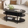 WOWLIVE 41.7" Oval Lift Top Coffee Table with Hidden Compartment, 3 Tier Fluted Wood Center Tables with Storage Shelf for Living Room - 2 of 4