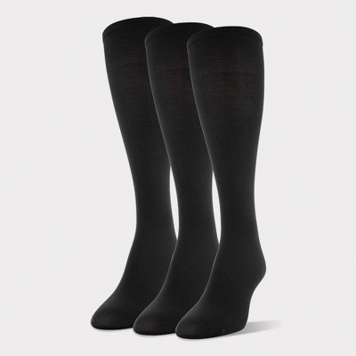 Peds Women's Extended Size 3pk Light Opaque Trouser Socks - Black 8-12
