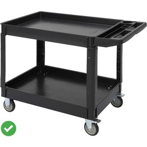 2 Tier 500-lb Utility Service PP Cart Heavy Duty Carts w/ Wheels for Warehouse/Garage/Cleaning/Manufacturing - 1 of 4