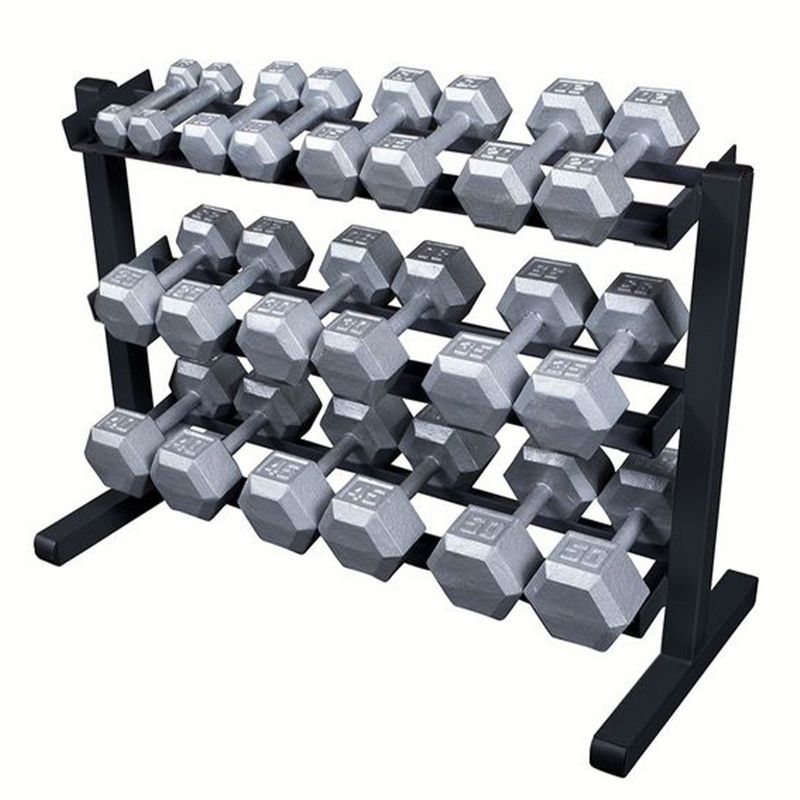 Body Solid 3 Tier Horizontal Dumbbell Rack with Heavy Gauge Steel Construction and Welded Tubing Feature for Sports and Workout Equipment, 2 of 7