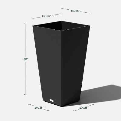 Black Tall Square Plastic Planter Set for Indoor/Outdoor Use