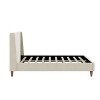 Merax Elegant Modern Cream Velvet Platform Bed with Wingback Headboard & Walnut Wooden Legs - 3 of 4