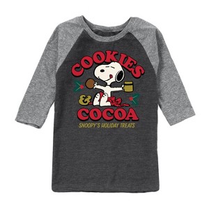 Boys' - Peanuts - Snoopy Christmas Cookies and Cocoa Raglan Graphic T-Shirt - 1 of 4
