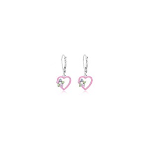 Chanteur Hypoallergenic Kids Jewelry Accessories Hearts Pink Star CZ White Gold Palladium Plating Earrings leverback is made from 925 Sterling silver - 1 of 1