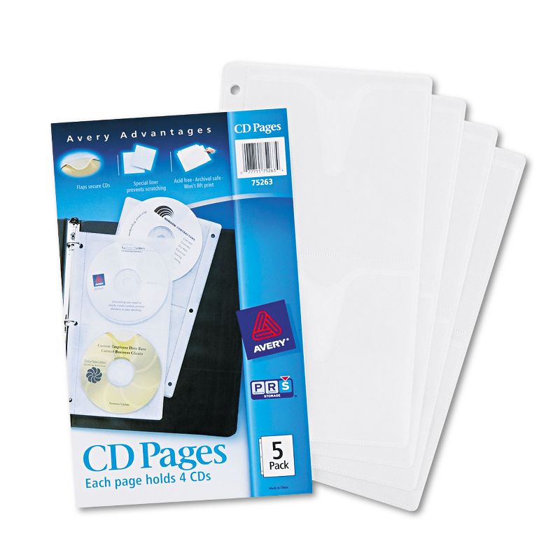 Avery Two-Sided CD Organizer Sheets for Three-Ring Binder 5/Pack 75263, 1 of 4