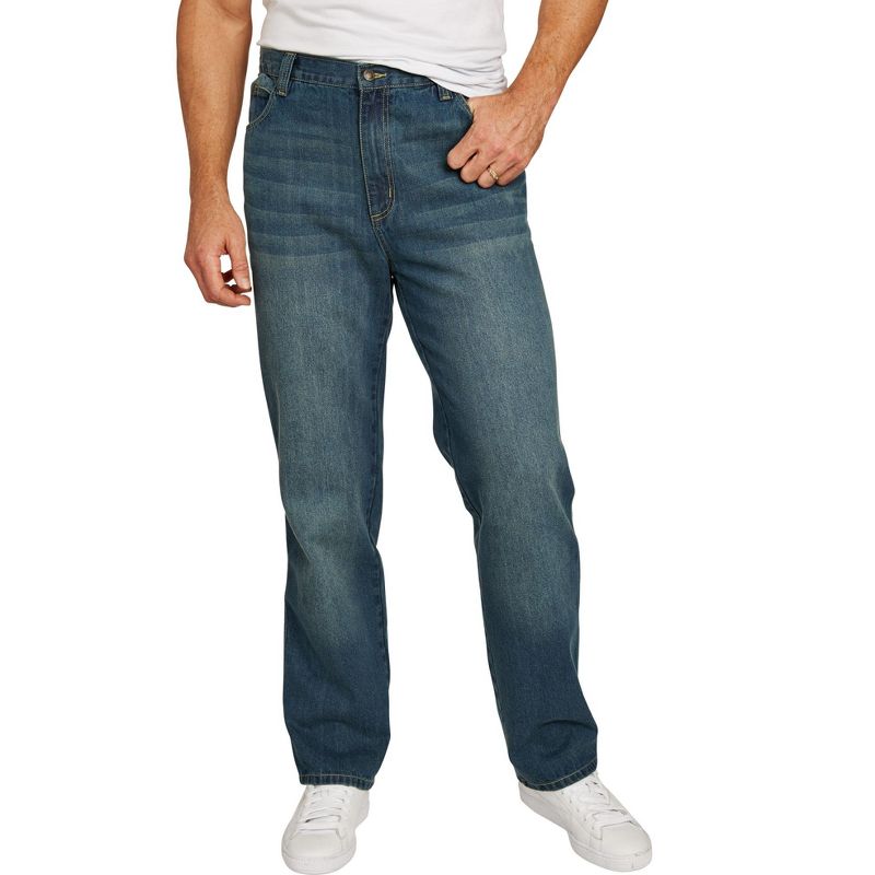 Liberty Blues Men's Big & Tall  Loose-Fit Side Elastic 5-Pocket Jeans, 1 of 2