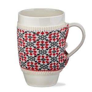 tagltd Winter Sketches Red and Blue Print Flower Sweater Mug Covered Bone China Dishwasher Safe Mug 18.0 oz - 1 of 3