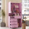 Famapy Stylish Vanity Cabinet with Full-Size LED Mirror & Divided Drawers,White/Black/Pink Storage Cabinet,Spacious Organizer for Bedroom Makeup - 2 of 4