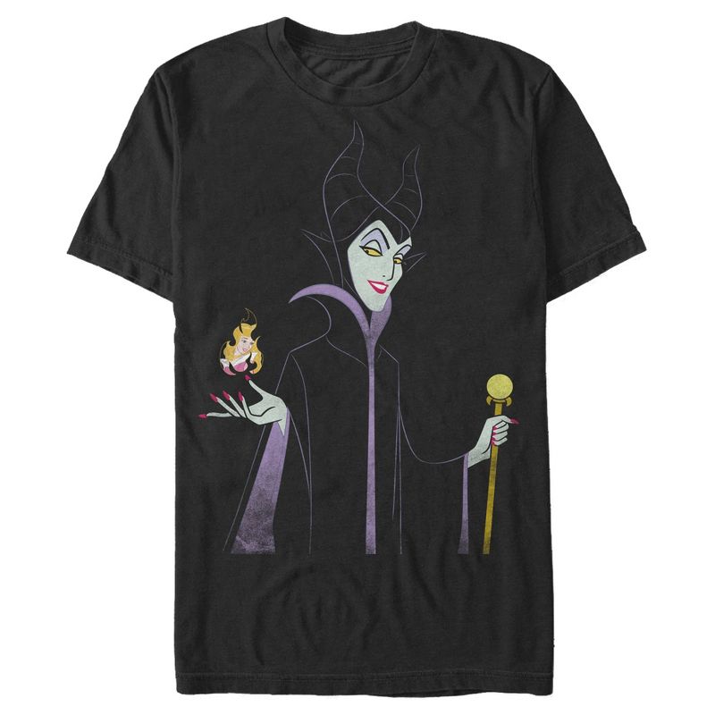 Men's Disney Princesses Sleeping Beauty Maleficent Staff and Aurora Flame T-Shirt, 1 of 6