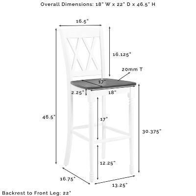 Shelby 47.5" White Wood Double X Bar Stool Set