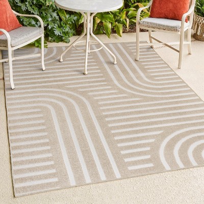 Anders High-Low Beige and Cream 8x10 Stripe Area Rug