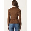 Allegra K Women's Faux Suede Notched Lapel Collar Casual Jackets with Belt - 4 of 4