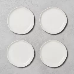 4pk Stoneware Appetizer Plate Set Matte Sour Cream - Hearth & Hand™ with Magnolia