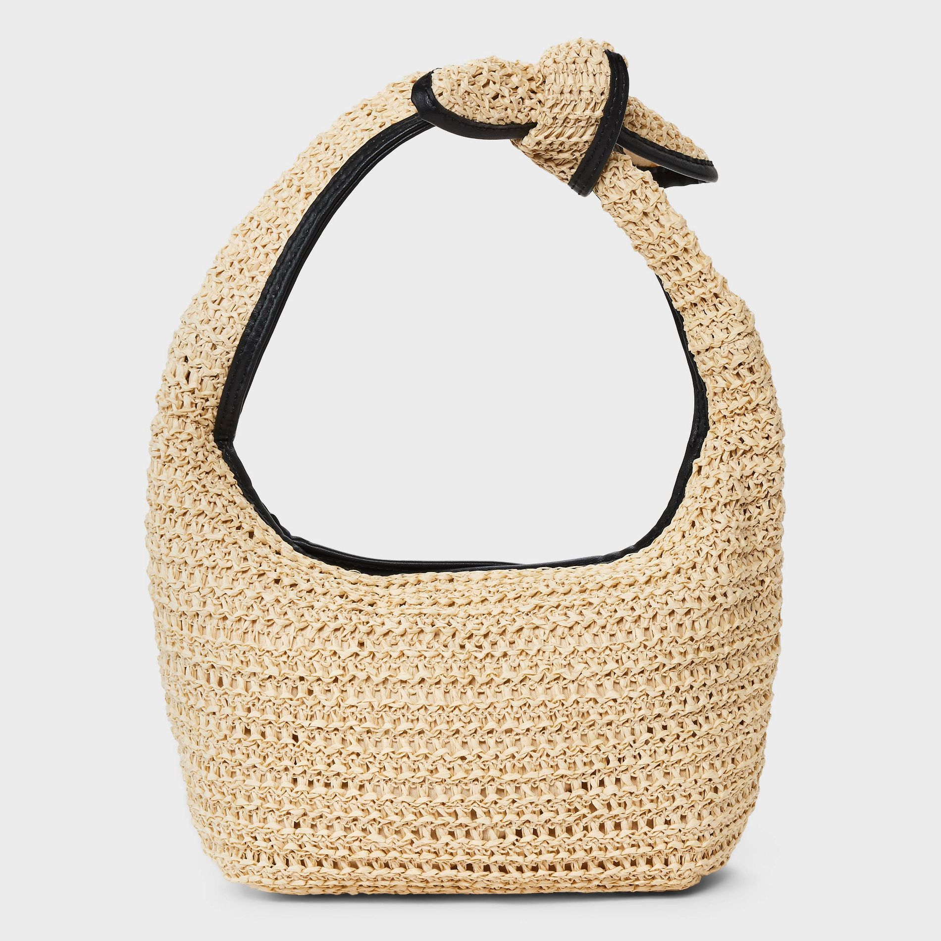 Straw Mini Bow Bag Clutch - A New Day™ Beige: Woven Paper Handbag, Single Handle, Unstructured Design