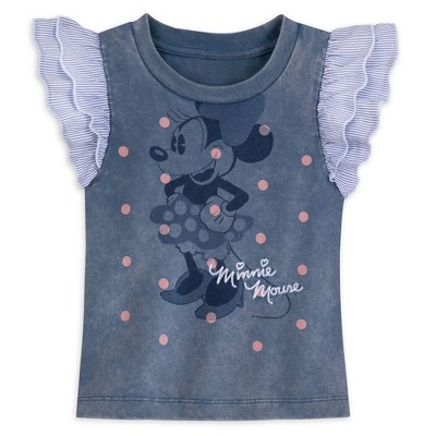 Girls' Disney Minnie Mouse Ruffle Short Sleeve T-Shirt - Blue - Disney Store
